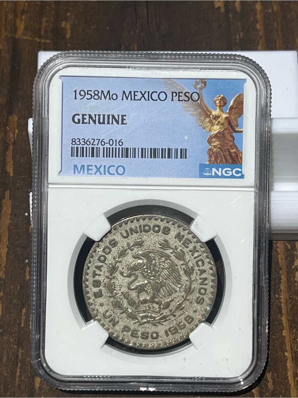 Certified 1958 Mexico Peso Coin - Silver Tone